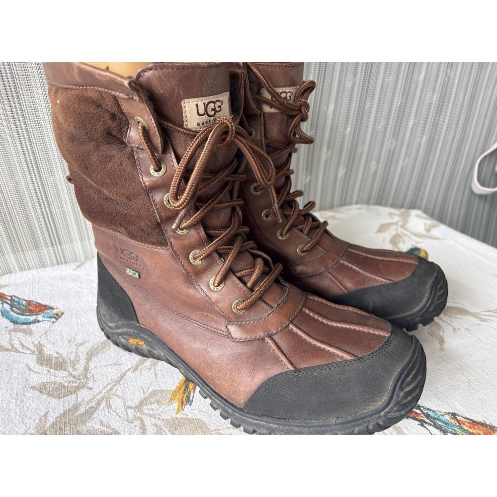 UGG Australia Butte Mens Brown Leather Waterproof Snow Winter Boots Size 12